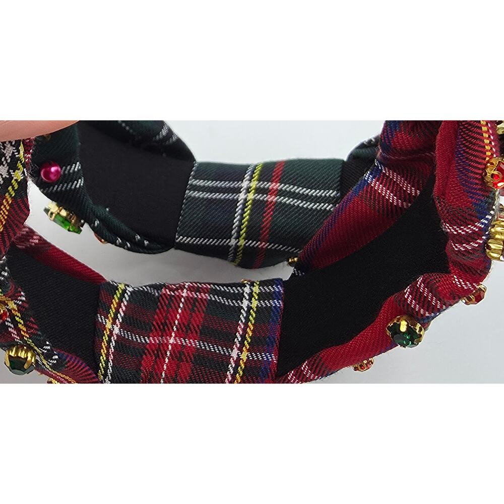 Womens Wide Hair Headbands Christmas Plaid Jeweled Dazzled Holiday Festive - Picture 8 of 8